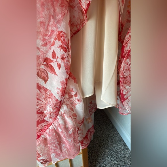 Zara Floral Red Patchwork Sheer Midi Sleeveless Dress M - Picture 13 of 16